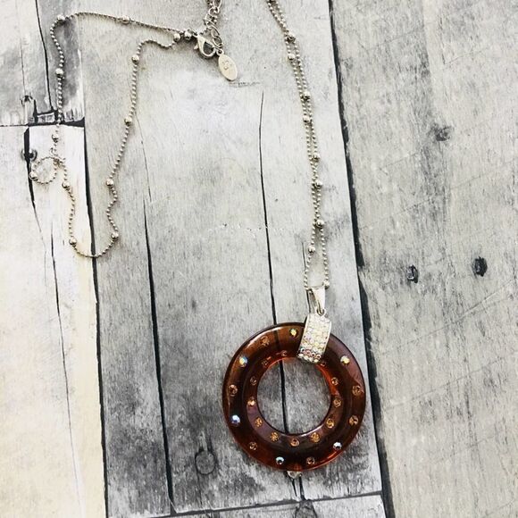 Austrian crystal Lucite Long Silver Necklace - Picture 5 of 6